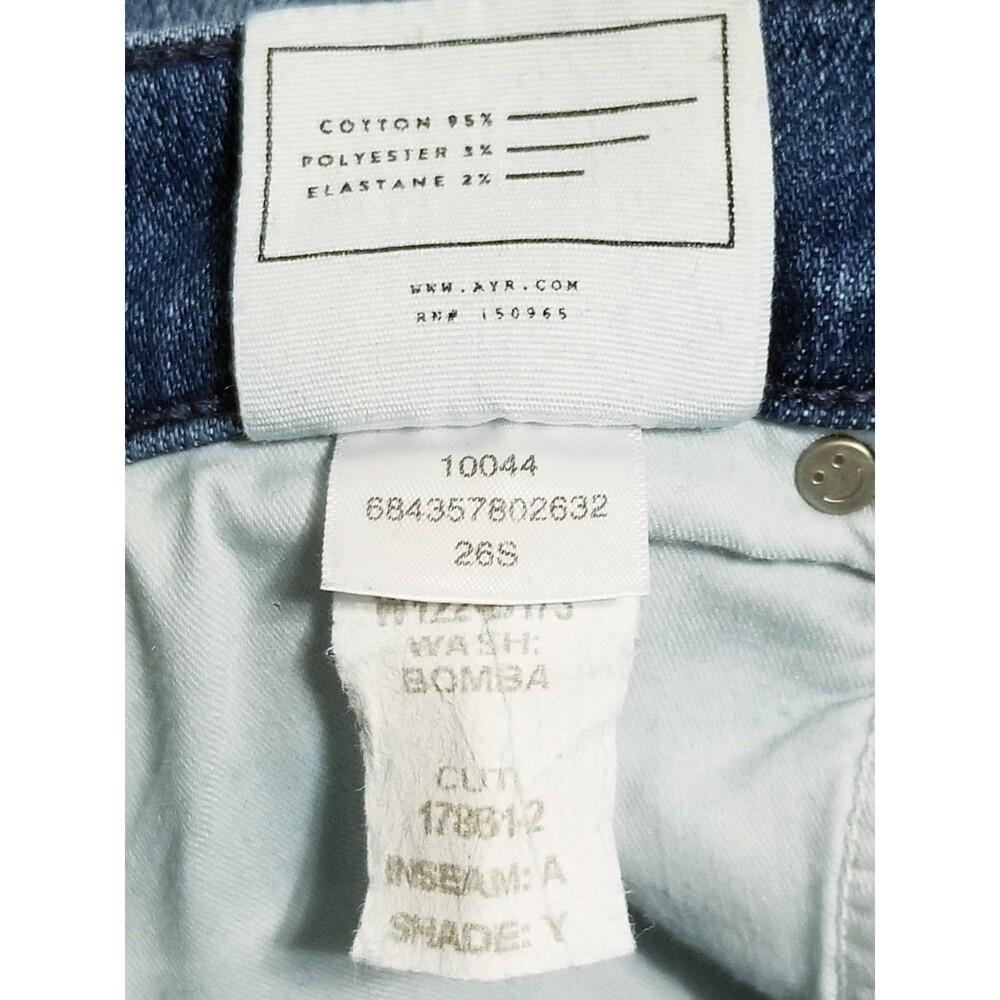 AYR The Pop Jeans Women's Size 26S Straight Leg Raw Hem Stretch Denim (27x25.5) - Picture 7 of 7